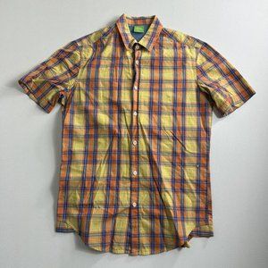 Boss Hugo Boss‎ Green Label Button-up Short Sleeve Plaid Shirt Cotton Size Small